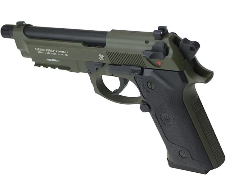 Pistola de Pressão CO2 Beretta M9A3 FM Blowback 4.5 Green Black - Umarex + Co2 + BBs + Óleo de silicone + Tapete + Case