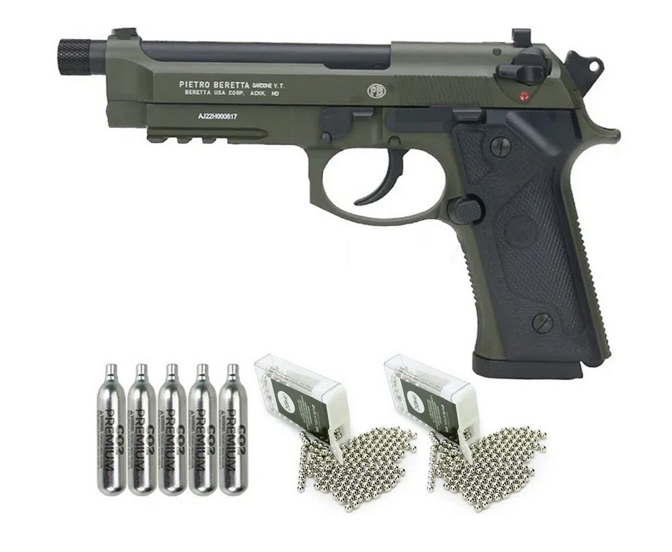 Pistola de Pressão CO2 Beretta M9A3 FM Blowback 4.5 Green Black - Umarex + Co2 + BBs