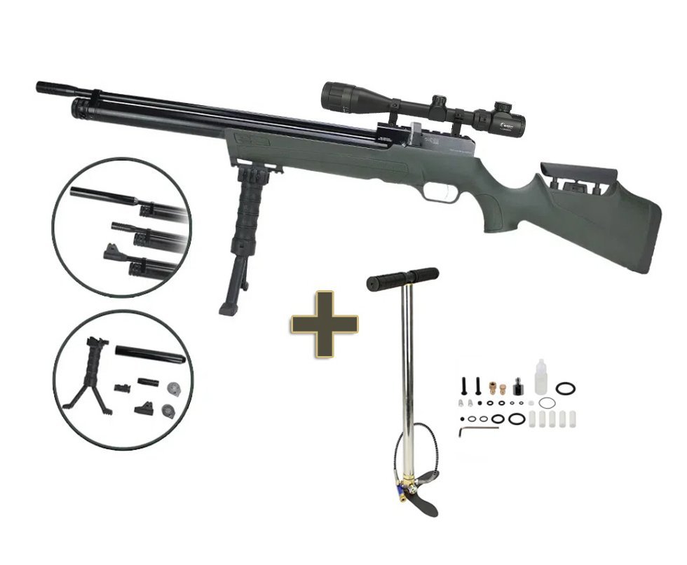 Carabina de Pressão PCP ESP 1550H 5.5 Green EKOL Voltran + Bomba + Luneta 6-24x50