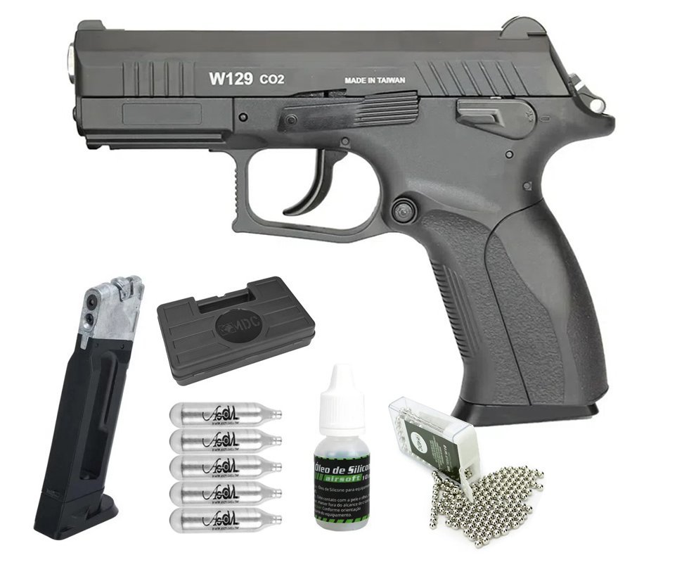 Pistola De Pressão Co2 Blowback Cz300 W129 Wingun 4,5 + Magazine Extra + BBS + Co2 + Óleo + Case