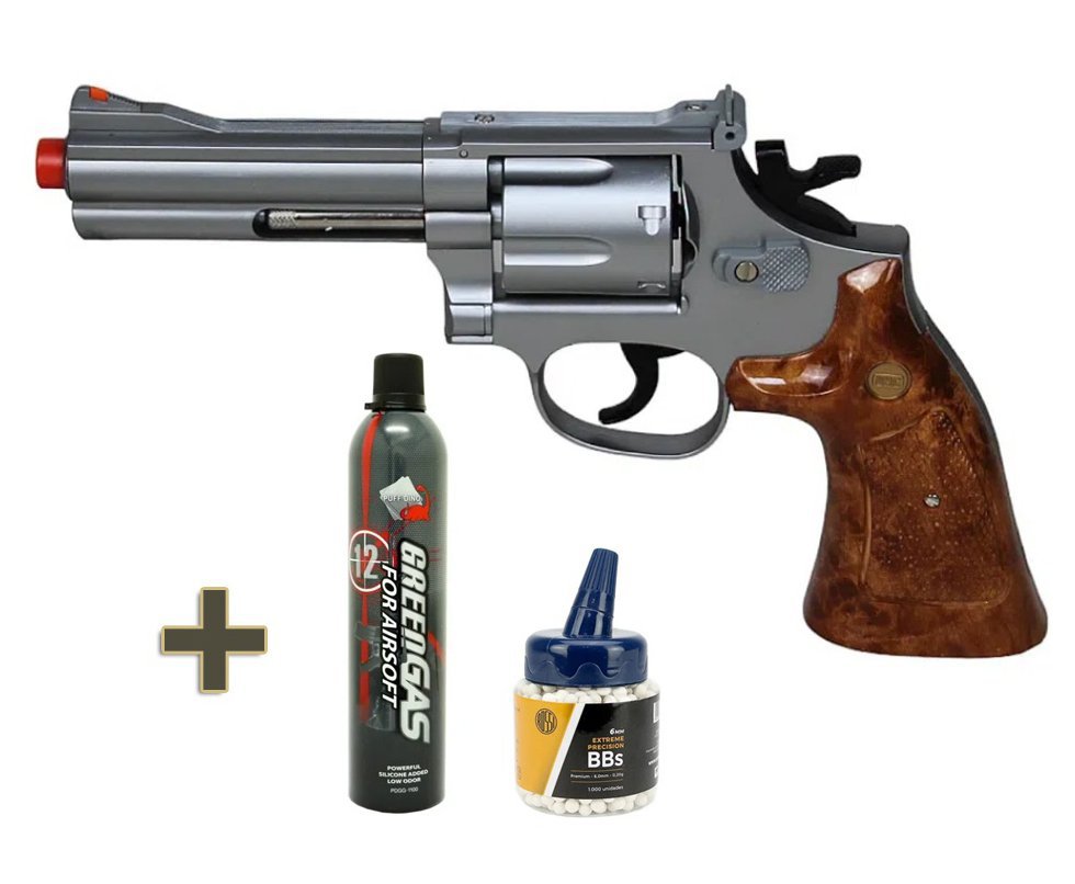 Revólver de Airsoft Green Gas GBB M586 4” UG134S Silver 6mm - UHC + GBB + BBS
