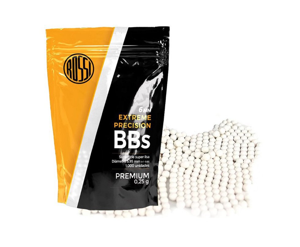 Esfera Munição BBs Airsoft 0,25g 6,0mm 1.000und - Rossi