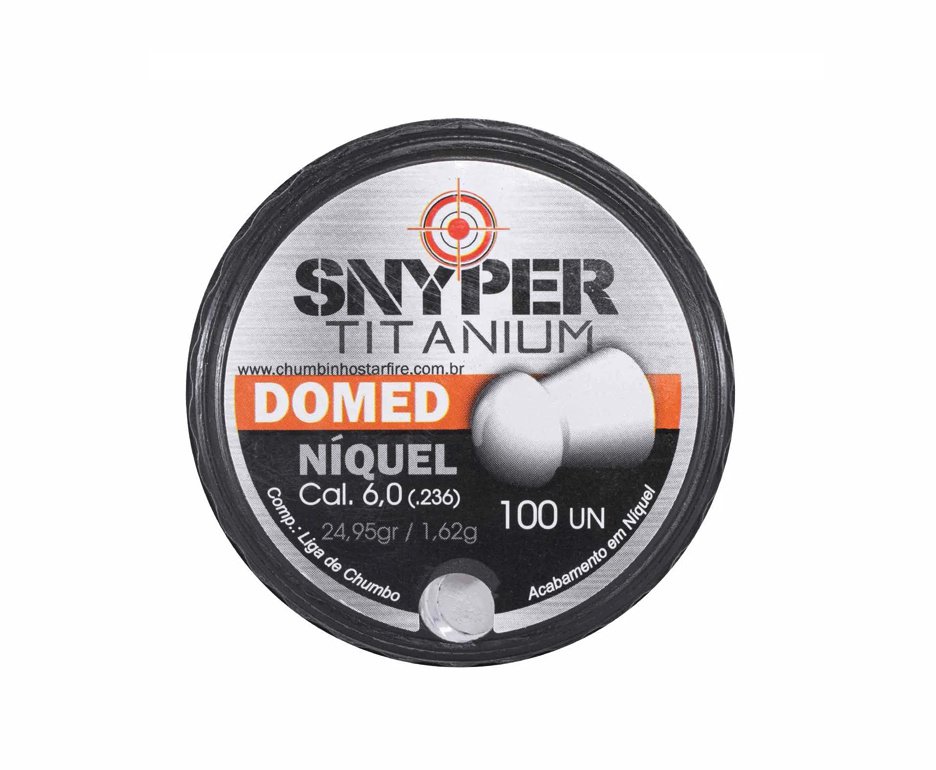 Chumbinho Snyper Titanium Domed - 6,0mm - Niquel C/100uni