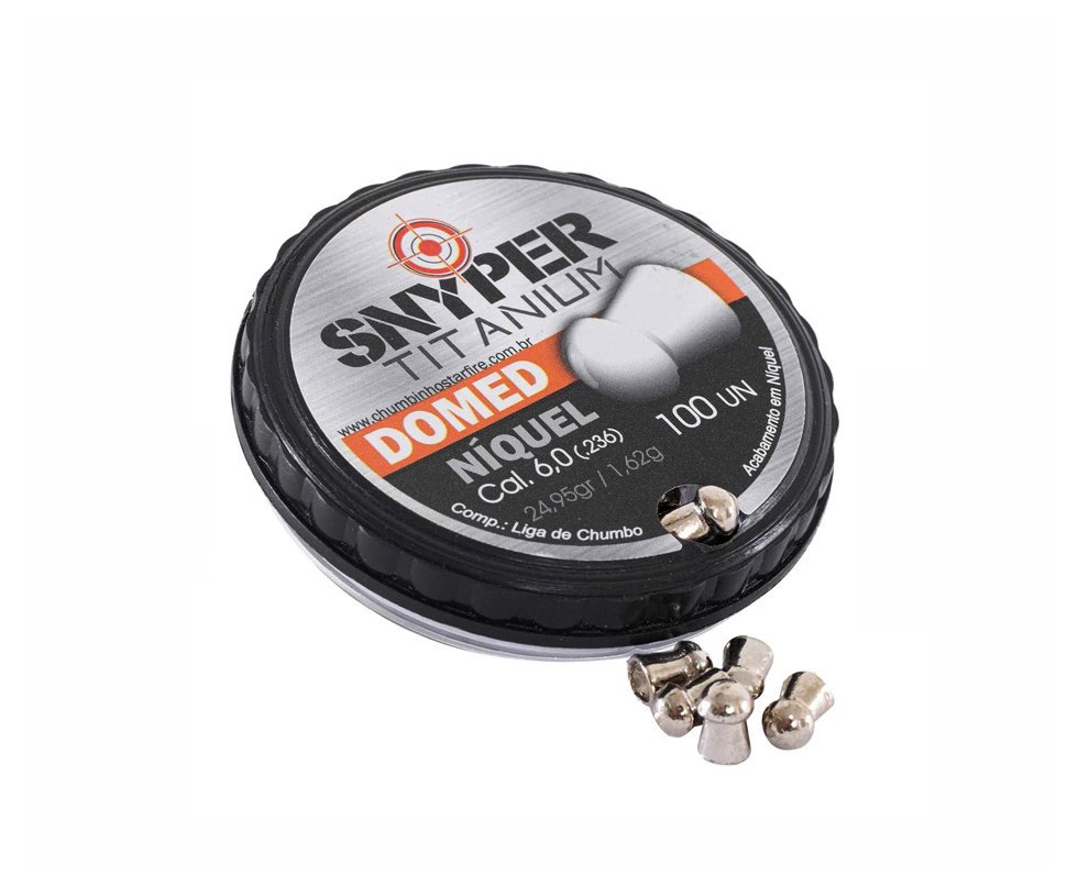 Chumbinho Snyper Titanium Domed - 6,0mm - Niquel C/100uni