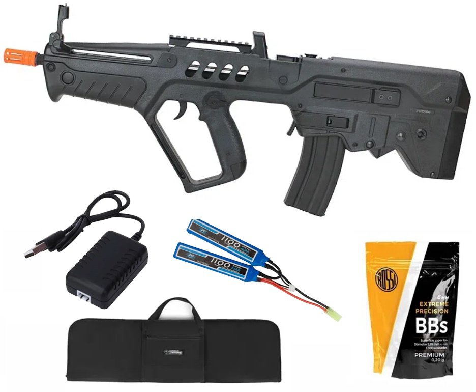 Rifle de Airsoft AEG Tavor IWI TAR-21 Explorer T21 Black 6mm - S&T + Bateria + Carregador + Capa + BBS
