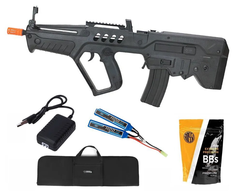 Rifle de Airsoft AEG Tavor IWI TAR-21 Explorer T21 Black 6mm - S&T + Bateria + Carregador + Capa + BBS