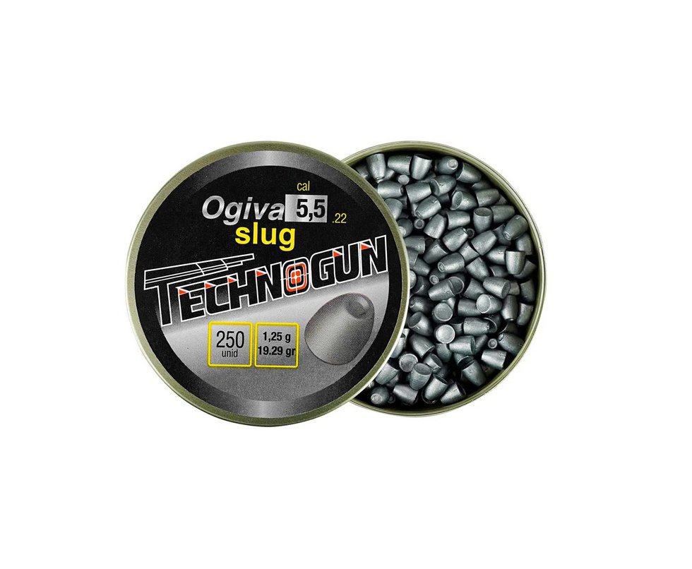 Chumbinho Ogiva Slug 5.5mm alto poder de parada com 250und- Technogun