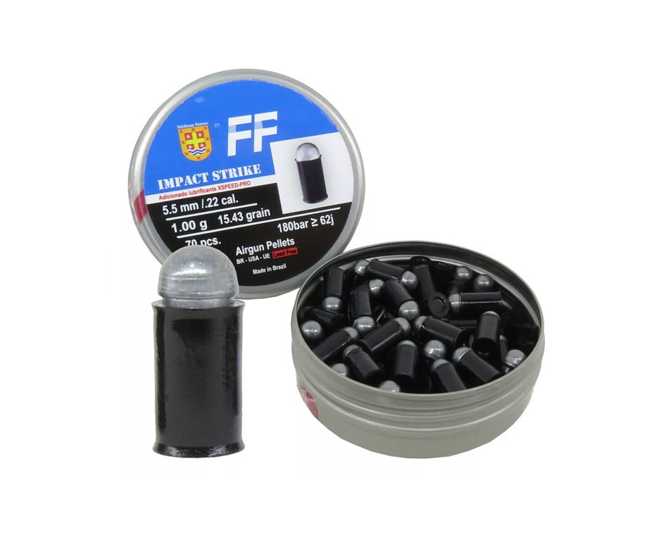 Chumbinho FF Impact Strike 15.43g 5,5mm alta penetração com saia em polímero - 70und