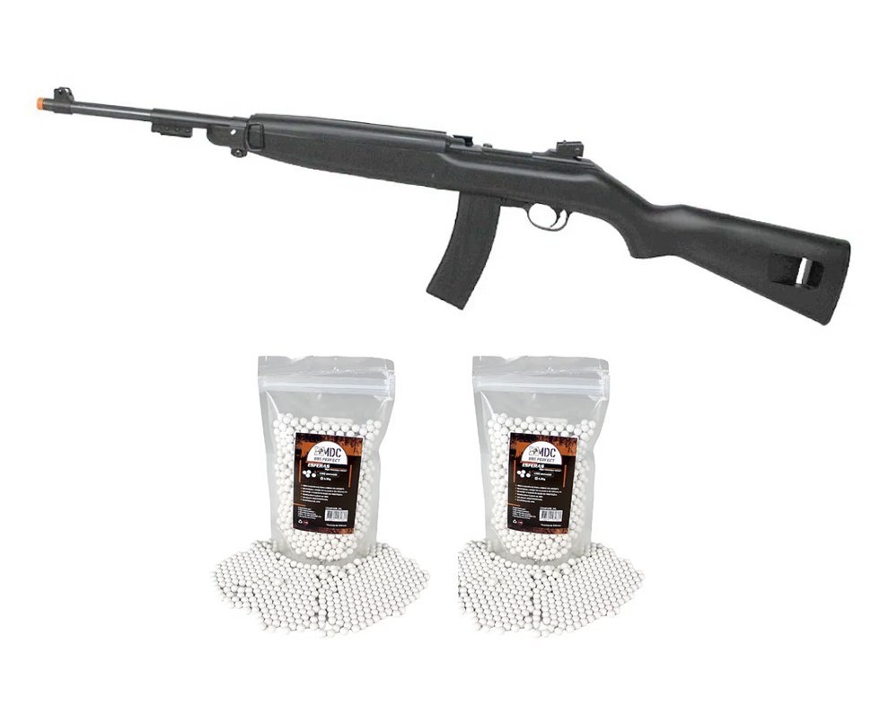 Rifle de Airsoft Spring AGM M1 Carbine Black 6mm - AGM + 02 Pacotes de BBs