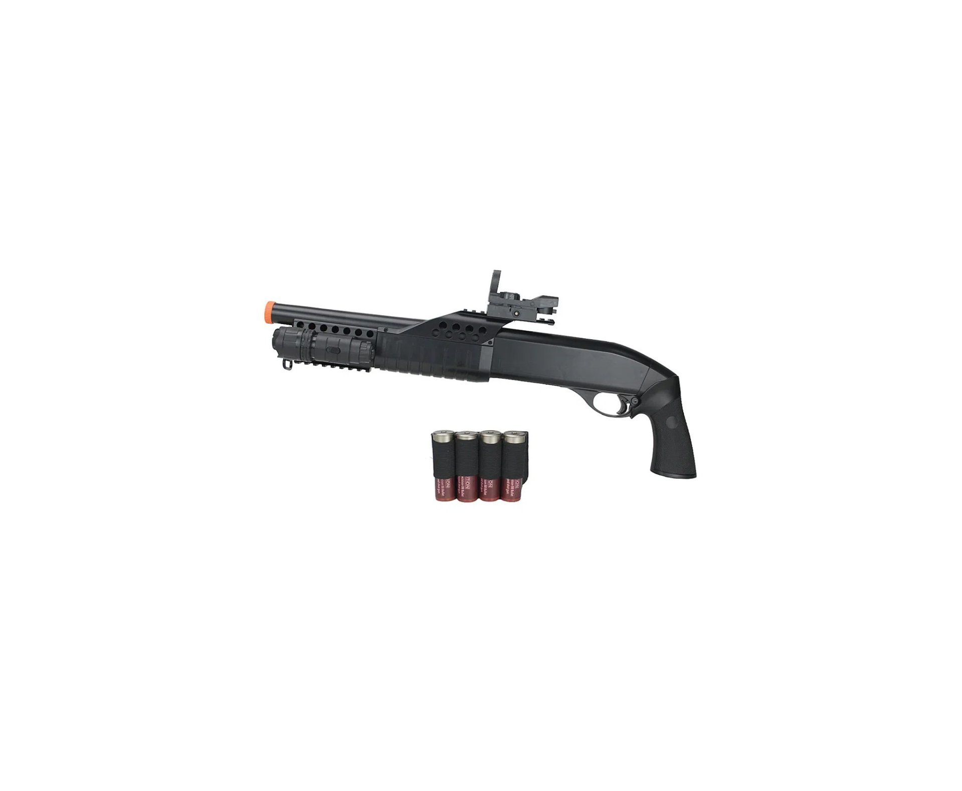 Shotgun de Airsoft Pistol Grip Pump Action M180 B2 Spring 6mm - AGM + 03 Pacote de BBs