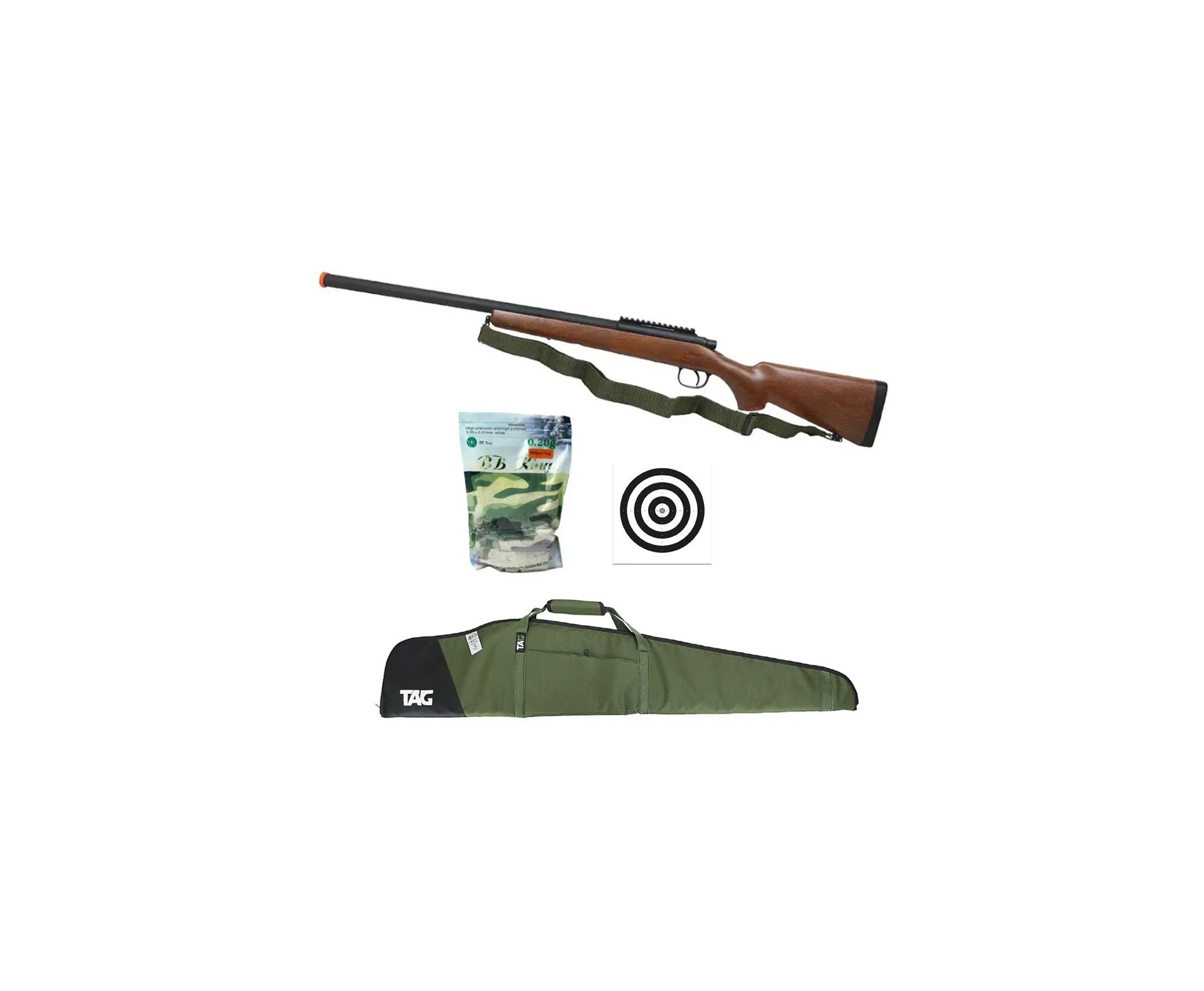 Rifle de Airsoft Sniper Remington M700 Wood VSR10 Spring - AGM + BBS + Capa