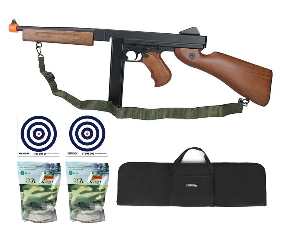 Rifle de Airsoft AEG Cyma Thompson CM033 6mm - Cyma + BBS + Capa + Alvos