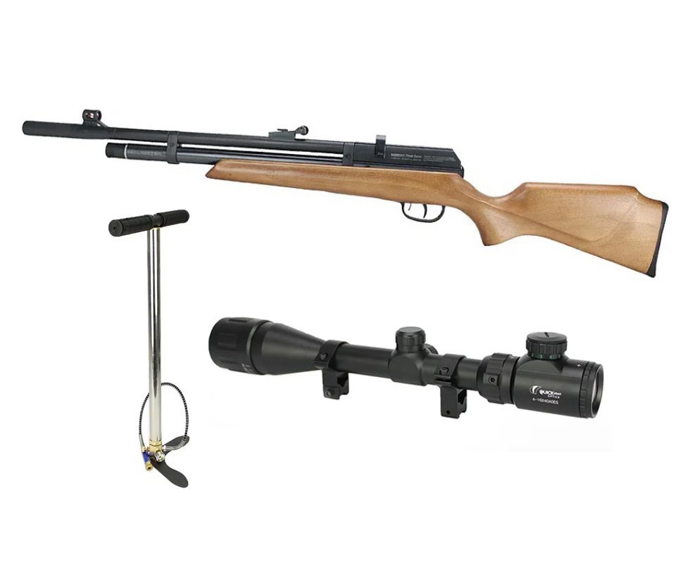 Carabina de Pressão PCP Beeman Raider 1331 Madeira 5.5mm - Rossi + Bomba + Luneta 4-16x40