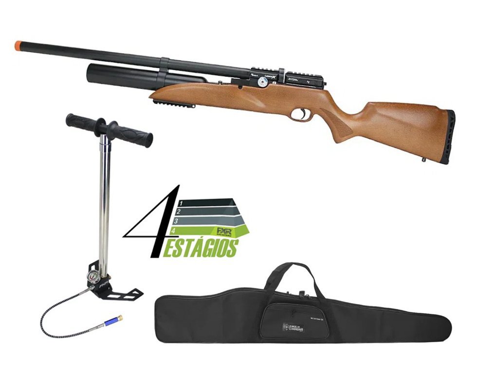Carabina de Pressão PCP Avenger-X X1-BW 5,5mm Wood + Bomba 4 Estágios + Capa