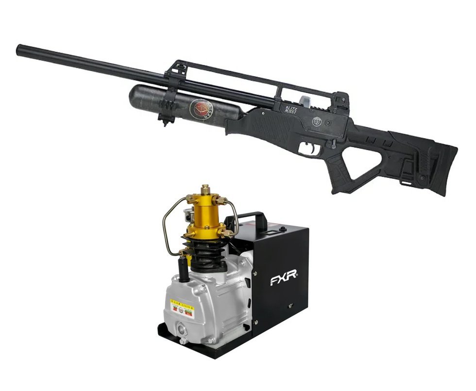 Carabina de Pressão PCP Hatsan Blitz Full Auto 5,5mm - Hatsan + Compressor para PCP e Cilindros de Scuba até 4500PSI 300Bar 30MPA 110V - FXR Arms