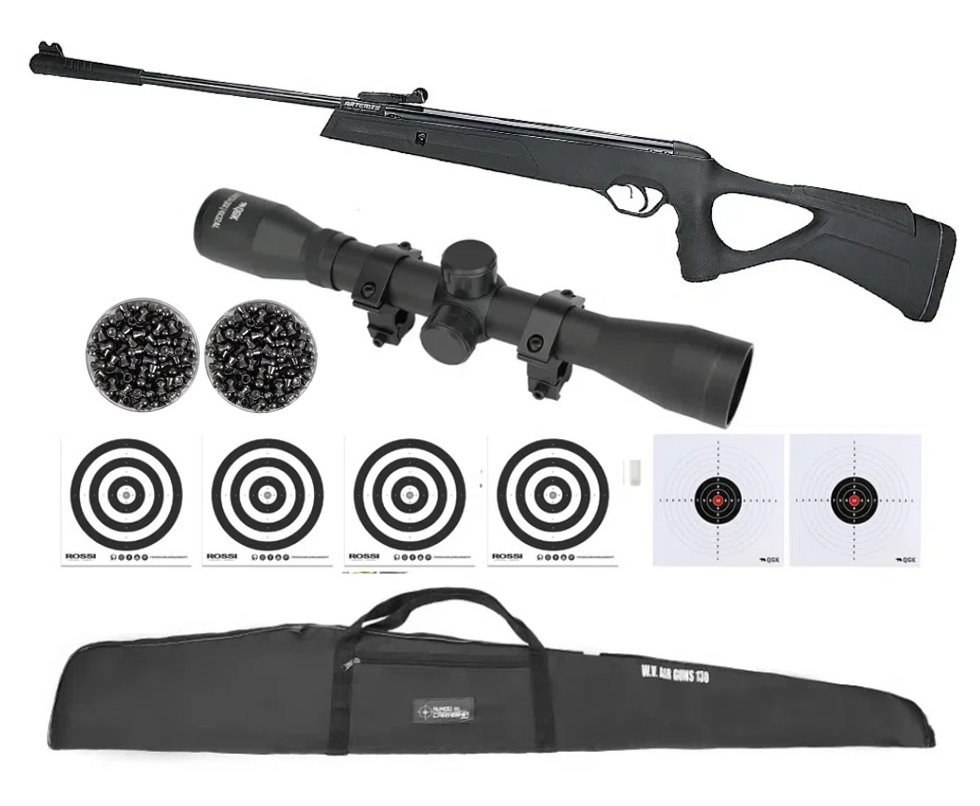 Carabina de Pressão Artemis GR800S Blade Gás Ram 60kg 5.5 + Luneta 4x32 + Capa + Chumbos + Alvos