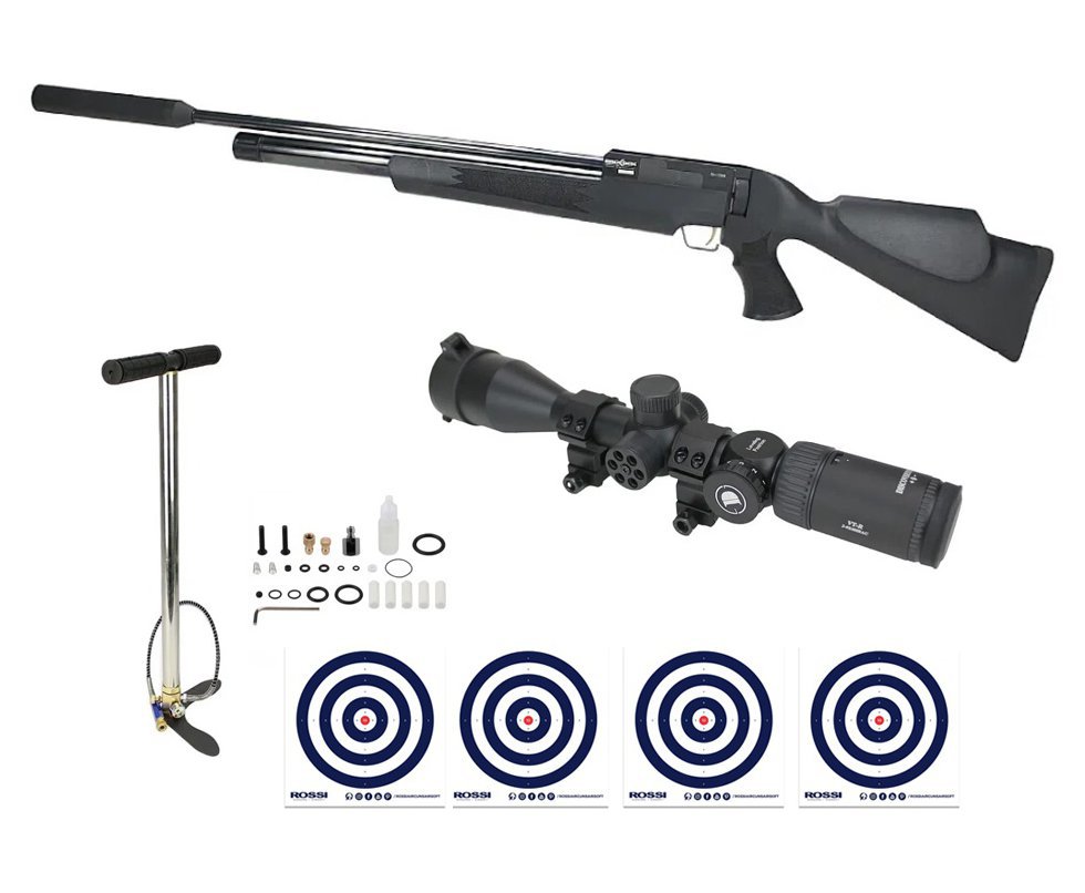 Carabina de Pressão PCP Brocock Enigma 5,5mm + Luneta 3-9x40 + Bomba + Alvos