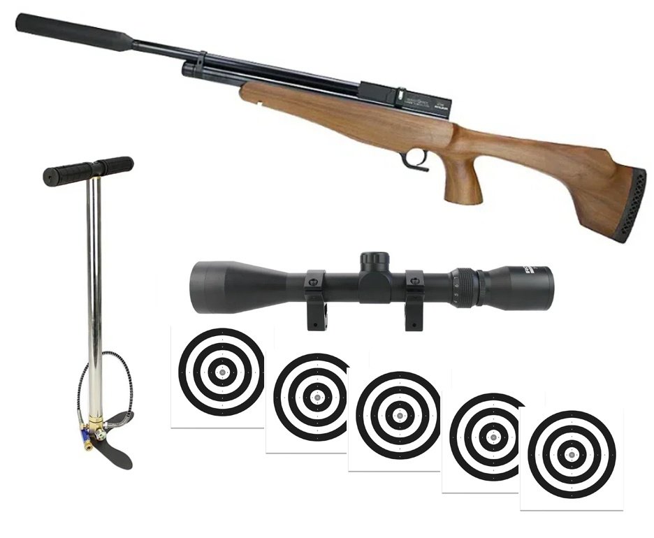 Carabina de Pressão PCP Brocock Specialist 5,5mm + Luneta 3-9x40 + Bomba + Alvos