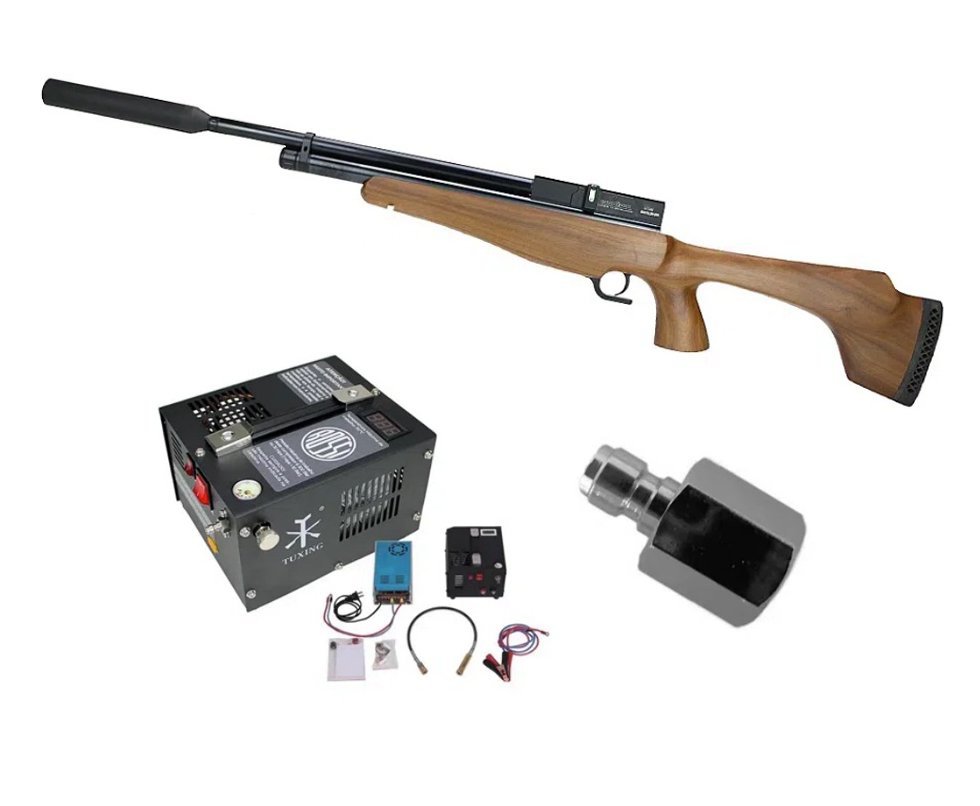 Carabina de Pressão PCP Brocock Specialist 5,5 + Compressor portátil 300BAR 110V/220V/12V