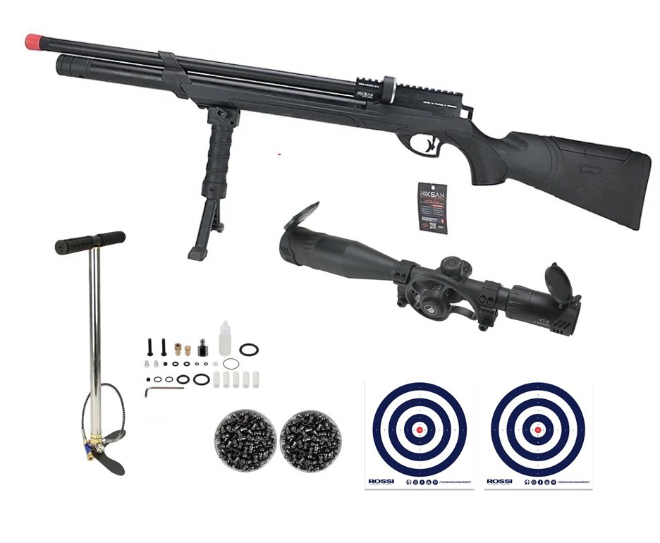 Carabina de Pressão PCP NKS Archero S 5,5mm - Niksan Defense + Bomba + Chumbos + Luneta + Alvos