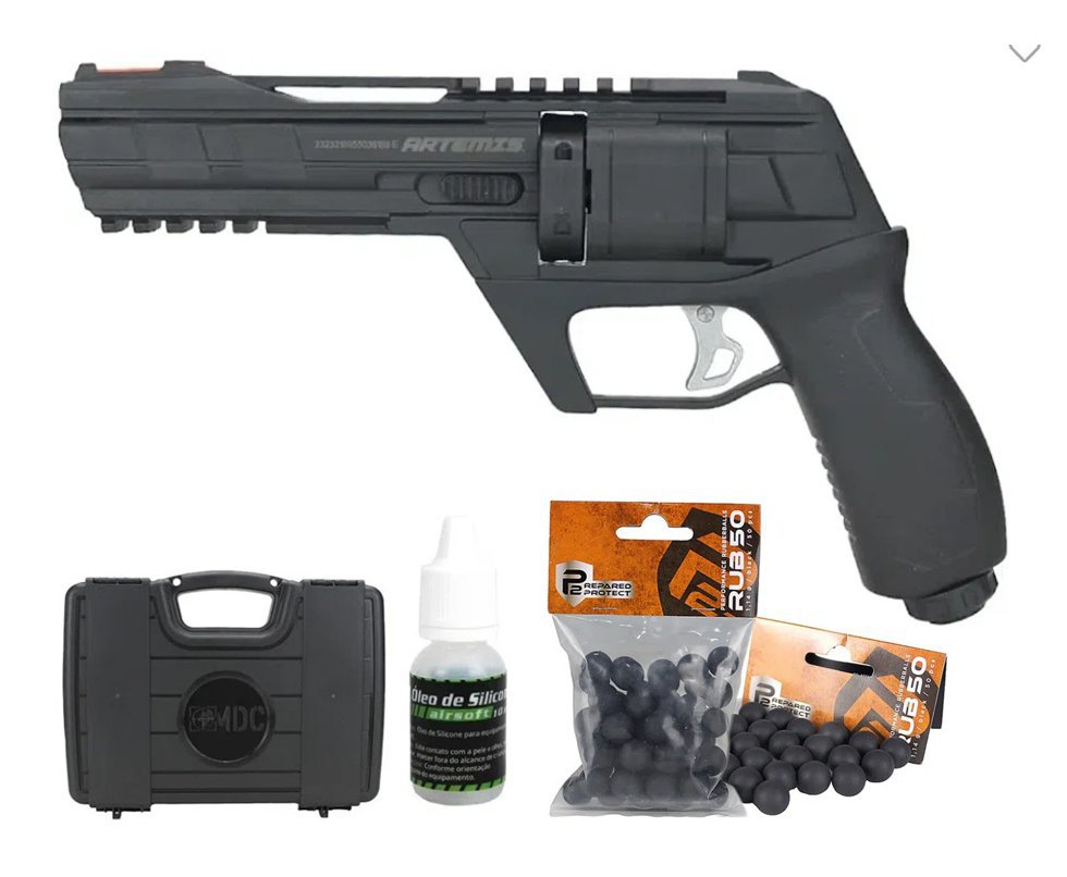 Revolver de Pressão HDR CO2 CP300 Defencer .50 Artemis + Esferas + Óleo + Maleta