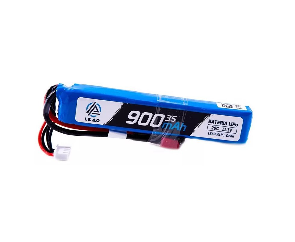 Bateria Lipo 11.1V/3S 900mAh 20C/40C Plug Dean Airsoft - Leão