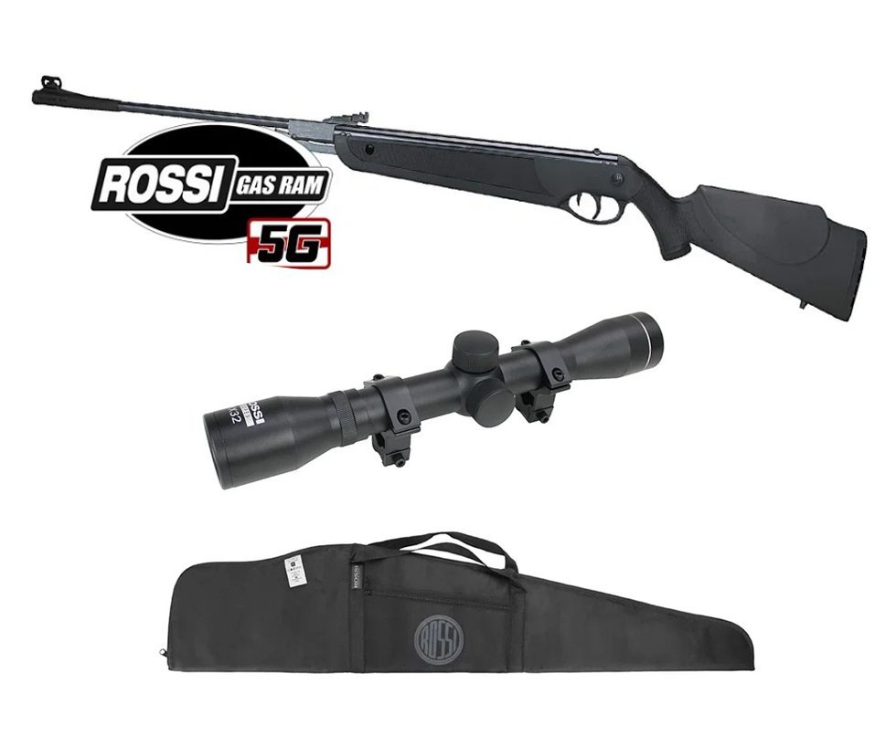 Carabina de Pressão Rossi Dione 5G Gás Ram 60kg 5,5mm + Capa + Luneta 4x32