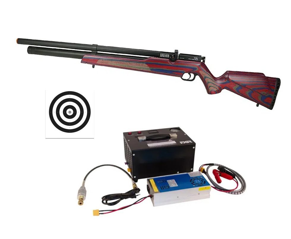 Carabina de Pressão PCP Alpha Laminate Stock 5,5mm + Compressor Portátil 300 BAR Trivolt