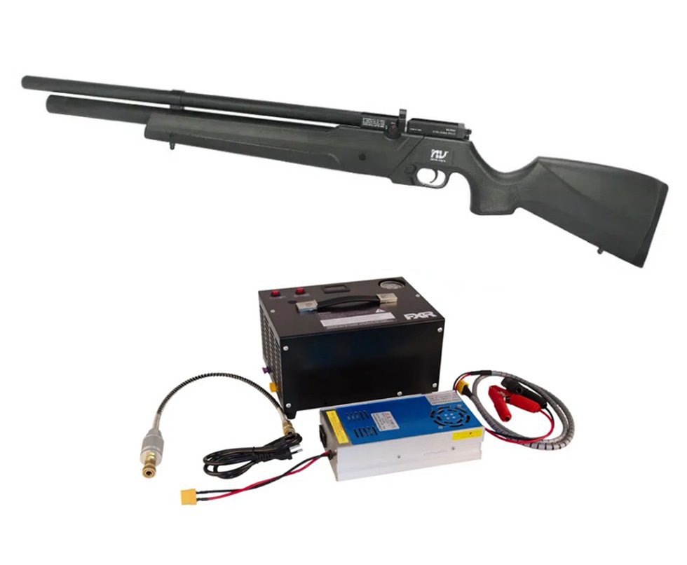 Carabina De Pressão PCP Alpha Black Multishot 10 Tiros 5,5 + Compressor Portátil 300 BAR