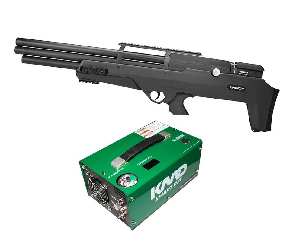 Carabina de Pressão PCP Behemoth PS-R3-SF 5,5mm Black + Compressor Portátil 300 BAR - KMD