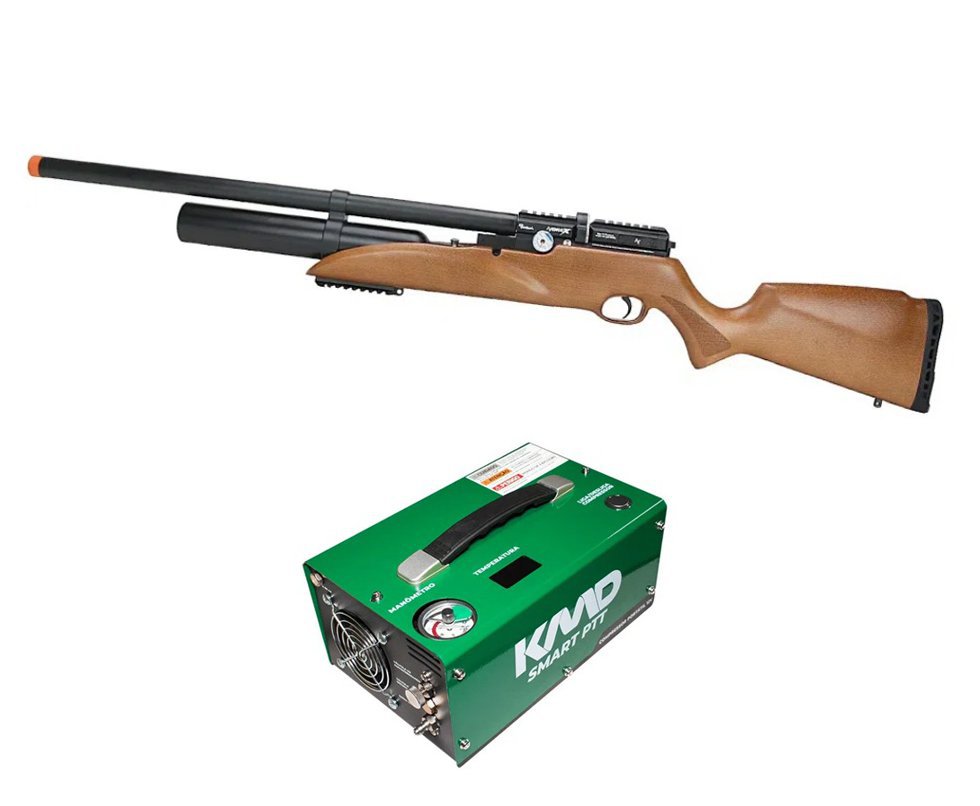Carabina de Pressão PCP Avenger-X X1-BW 5,5mm Wood + Compressor Portátil 300 BAR - KMD