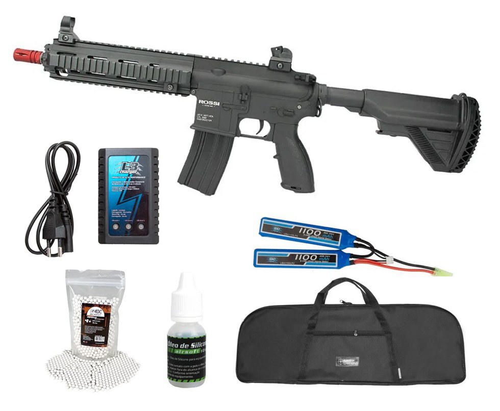 Rifle de Airsoft AEG AR15 Neptune 416 Gatilho Eletrônico 6mm + Bateria + Carregador + Capa + BBS + Óleo