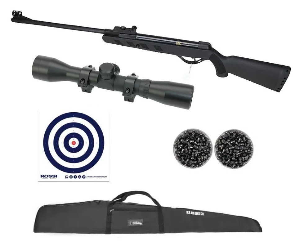 Carabina de Pressão Scorpion 5,5 + Capa + Luneta 4x32 + Chumbos + Alvos