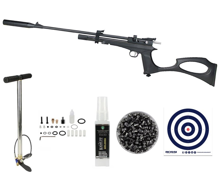 Carabina e Pistola de Pressão PCP Air Viper XL 4,5 + Bomba + Chumbo + Alvos + Kamuff