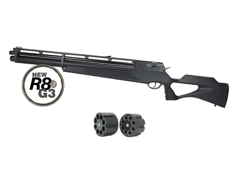 Carabina PCP Rossi R8 G3 Black STD Alto Fluxo 5,5mm 8 Tiros 377 M/S + Supressor