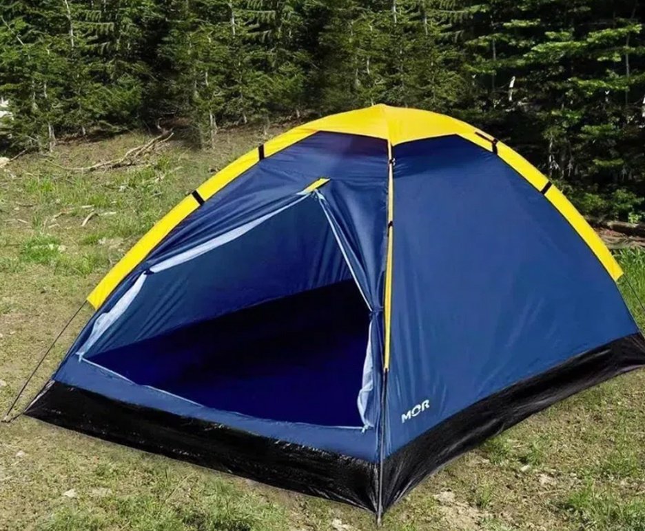Saco dormir Bugy solteiro Camping NKT 8°C e 15°C Preto AZUL + Barraca Iglu 3 Pessoas