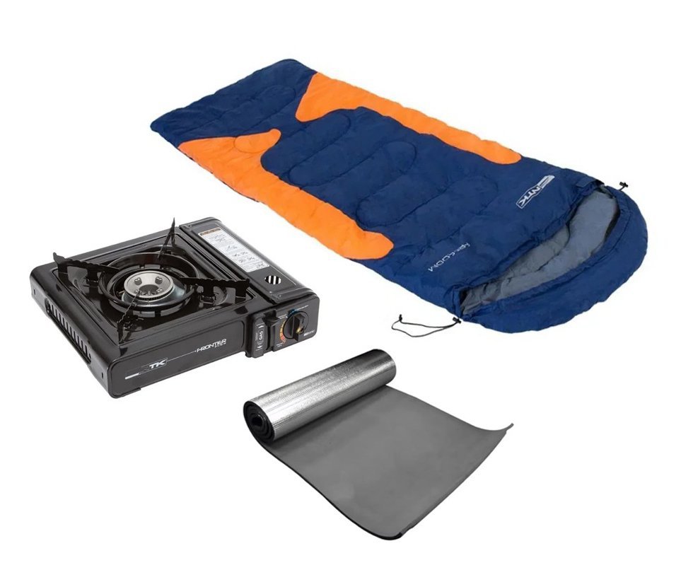 Saco De Dormir Freedom -1,5c A -3,5c Azul E Laranja - Nautika + Isolante + Fogareiro Frontier Preto