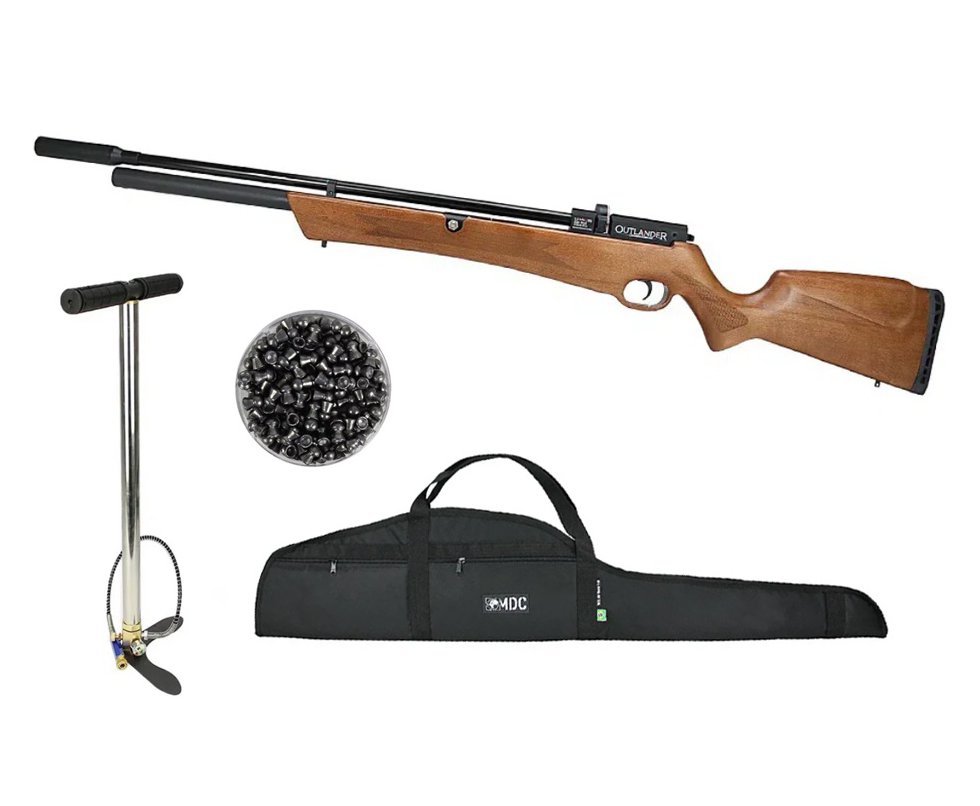 Carabina de Pressão PCP Rossi Outlander VR Válvula Reguladora Madeira 5.5 + Capa + Bomba + Chumbos
