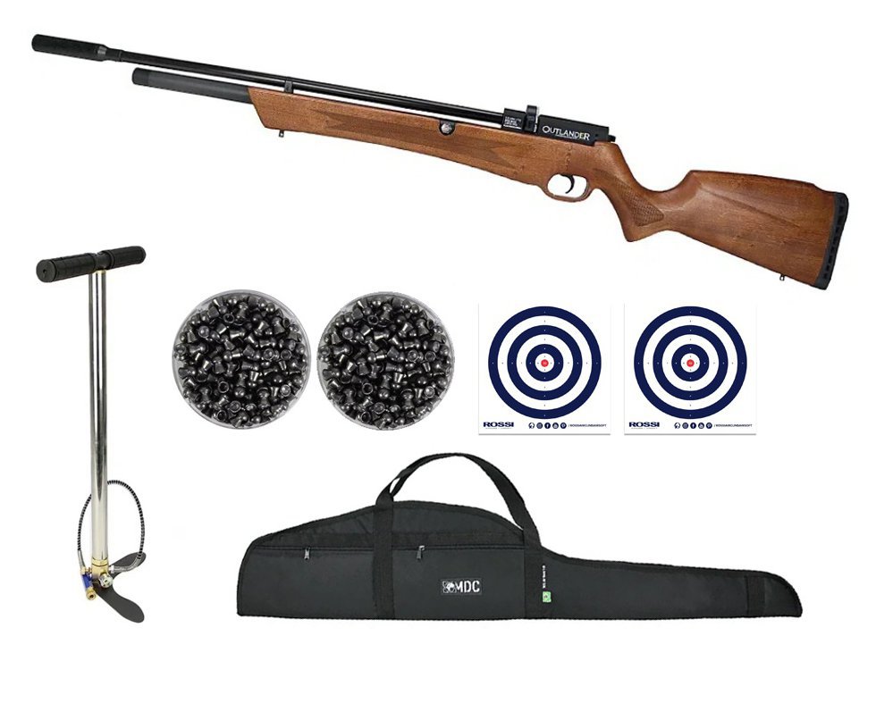 Carabina de Pressão PCP Rossi Outlander Madeira 5,5 + Capa + Bomba + Chumbos + Alvos