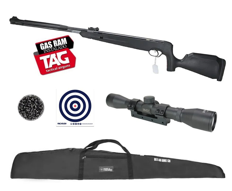 Carabina de Pressão Naja 2.0 Nitro 4,5mm Cano Fixo + Capa + Luneta + Chumbos + Alvos