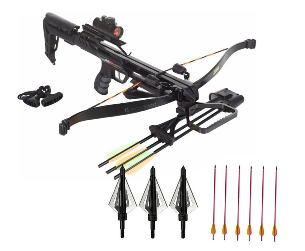 Besta/Balestra Recurva KIT Jaguar II PRO XBOW 175LB + Kit 6 Flechas + Ponteiras para Caça