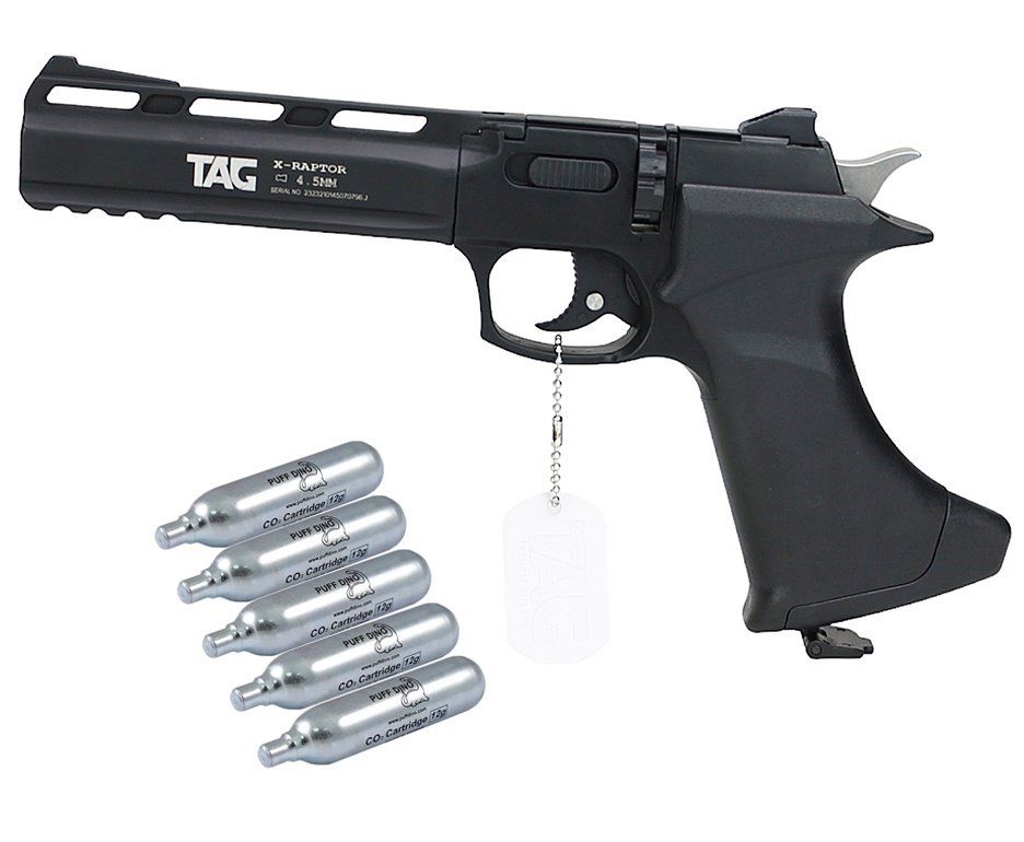 Pistola De Pressão CO2 CP400 RAPHTOR 8 Tiros 4,5mm TAG SPA + Co2 + Chumbinho + Alvos