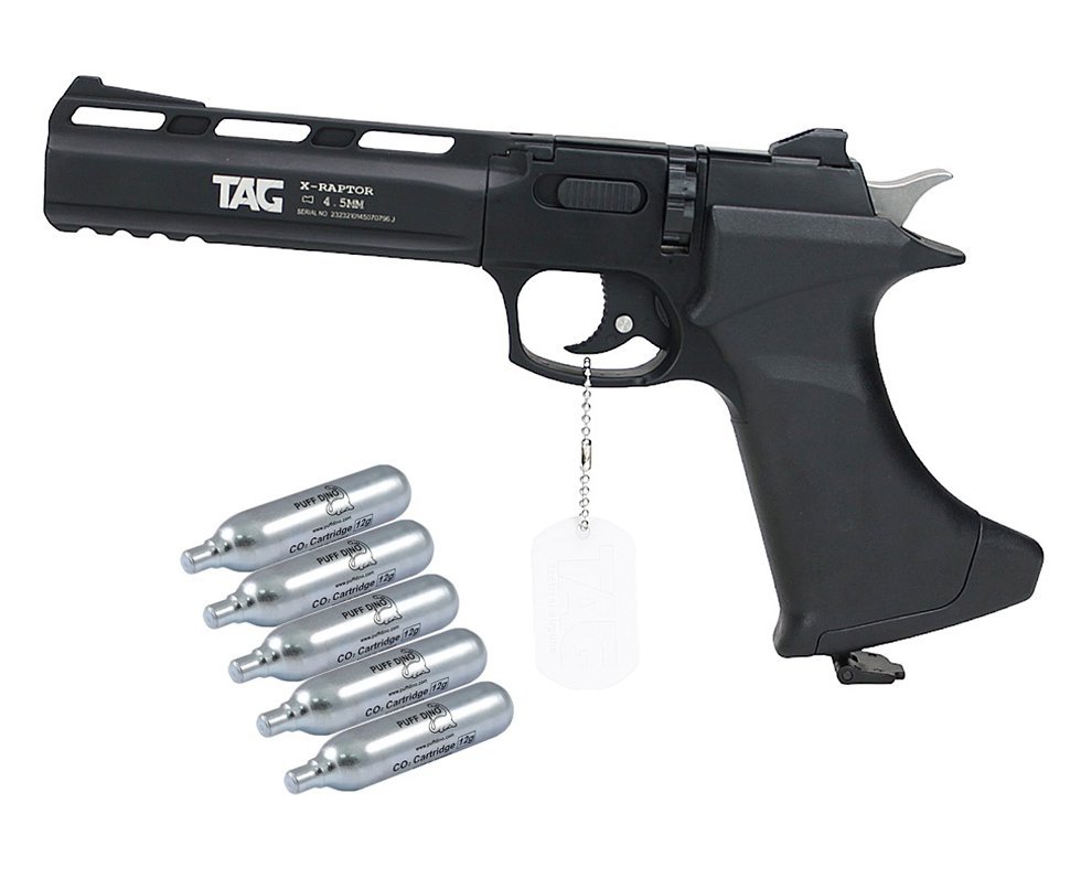 Pistola De Pressão CO2 CP400 RAPHTOR 8 Tiros 4,5mm TAG SPA + Co2 + Chumbinho + Alvos