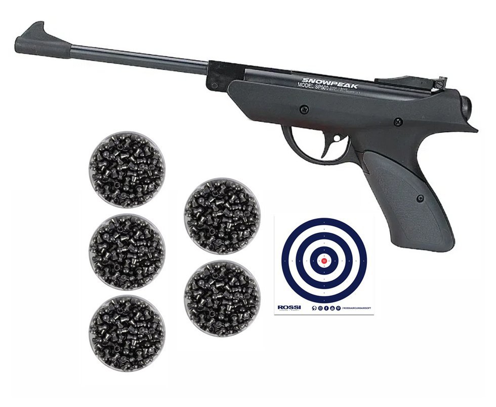 Pistola de Pressão SP500 5,5mm SPA + 5 Cx de chumbinho + Alvos