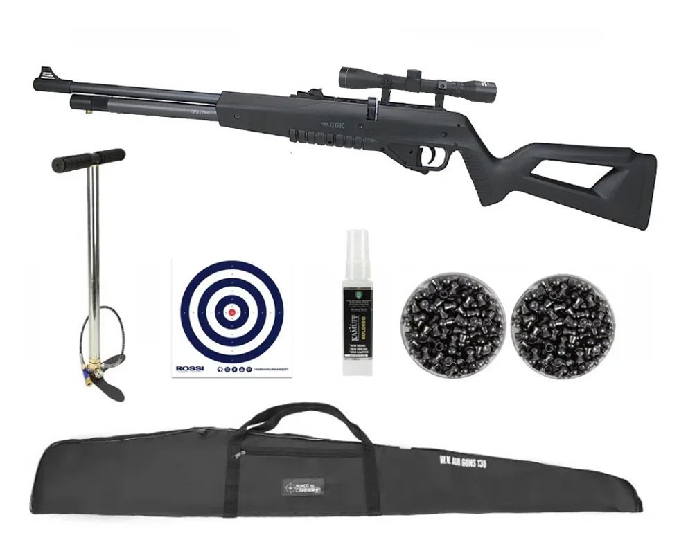 Carabina de Pressão PCP G850 Black Cal 5,5 + Bomba + Capa + Chumbo + Kamuff + Alvos + Luneta 4x32
