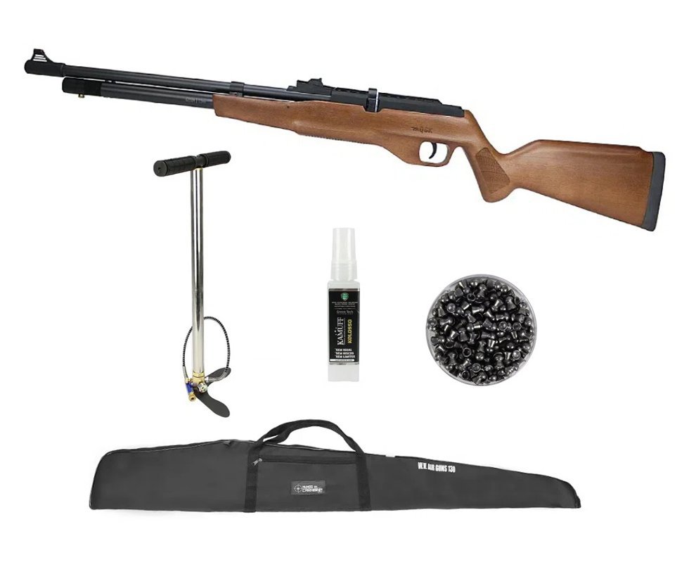 Carabina de Pressão PCP G850M Madeira Cal 5,5 + Bomba + Capa + Chumbos + Kamuff