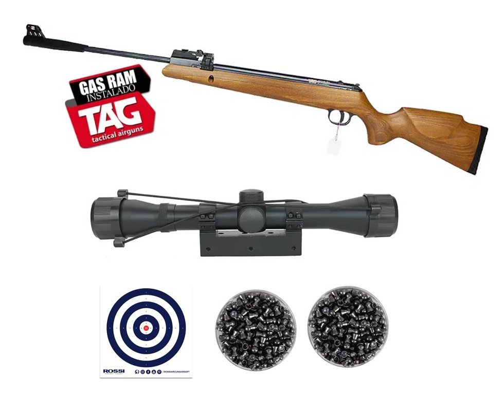 Carabina de Pressão Montana Mag Nitro 12 Tiros 5,5mm - SPA Tag + Luneta 4x32 + Chumbinho + Alvos