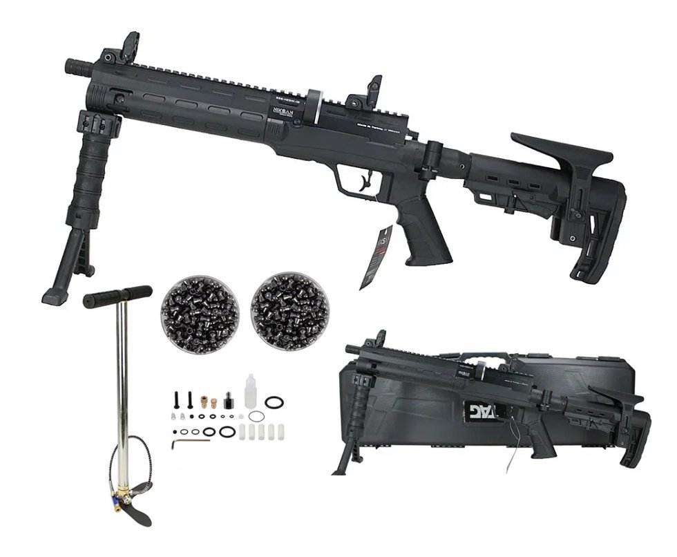 Carabina de Pressão PCP NKS Tacto S 5,5mm - Niksan Defense + Bomba + Chumbinho