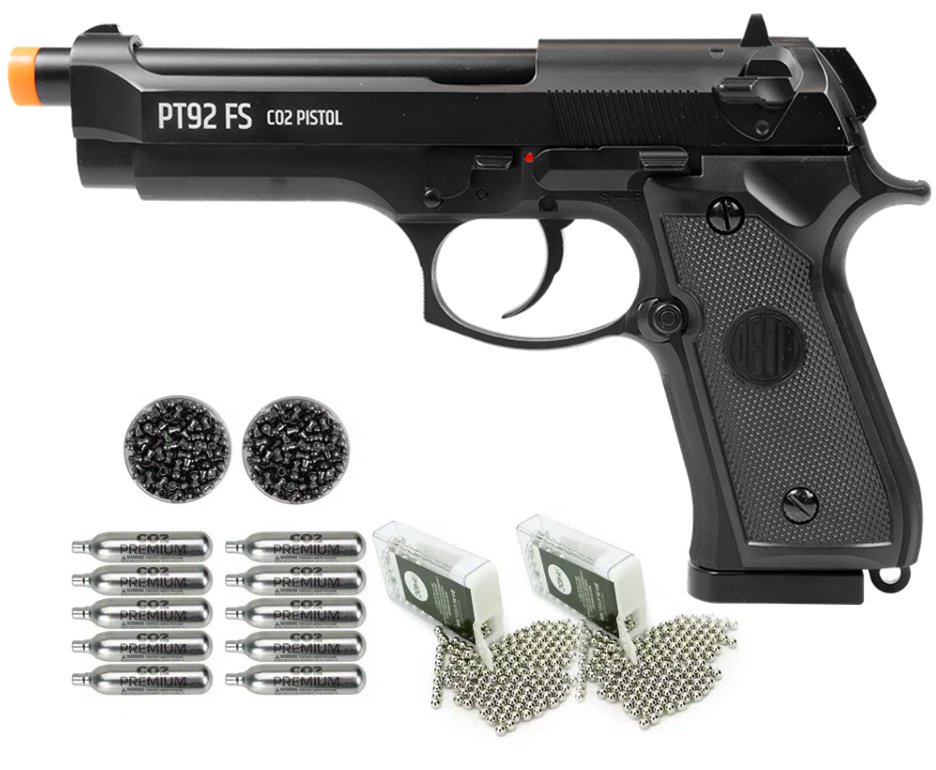 Pistola de Pressão CO2 M92 FS Chumbinho/BBS Dual Ammo 4,5 + Co2 + BBS + Chumbo