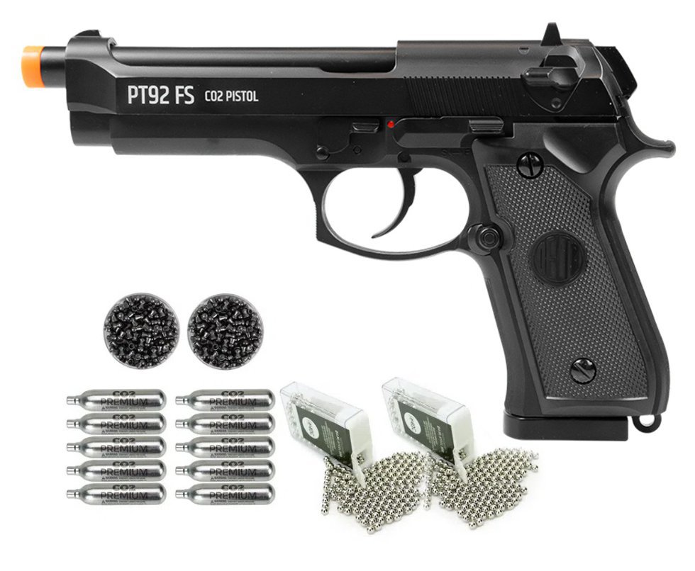 Pistola de Pressão CO2 M92 FS Chumbinho/BBS Dual Ammo 4,5 + Co2 + BBS + Chumbo